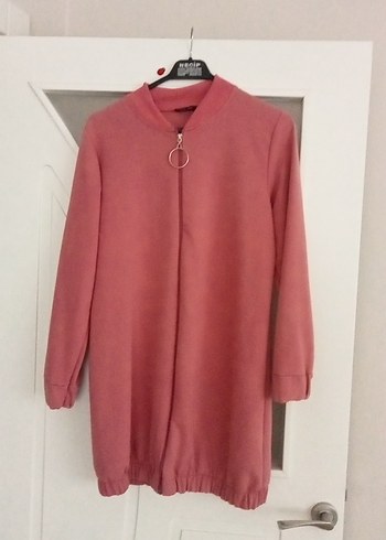 Pembe Uzun Kadın Salaş Ceket