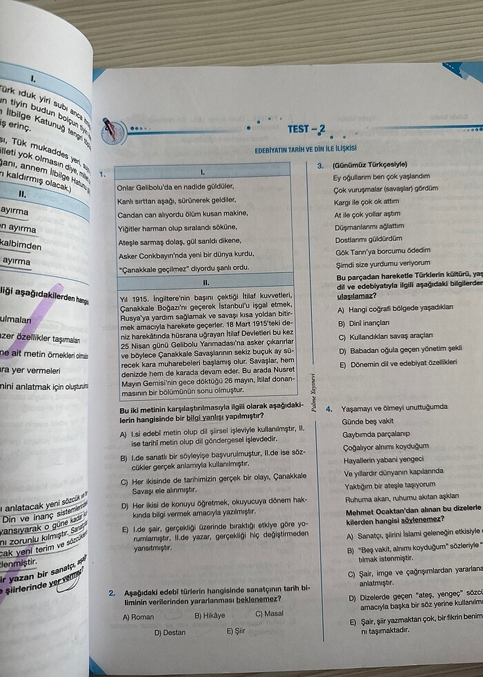 Palme Yayınları 10. Sınıf Türk Dili ve Edebiyatı Soru Bankası - Görsel 3