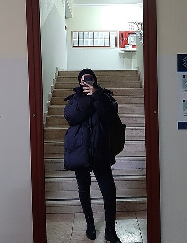m Beden Şişme mont oversize