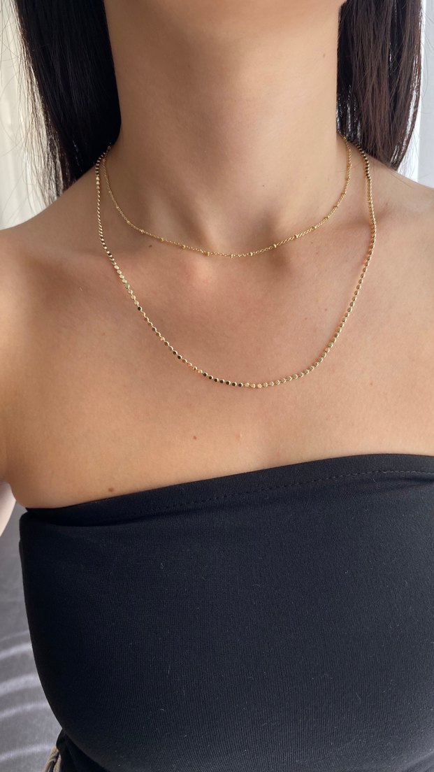 Minimalist Parlak Altın Kadın 2 Li kolye kararma yapmaz - Görsel 2