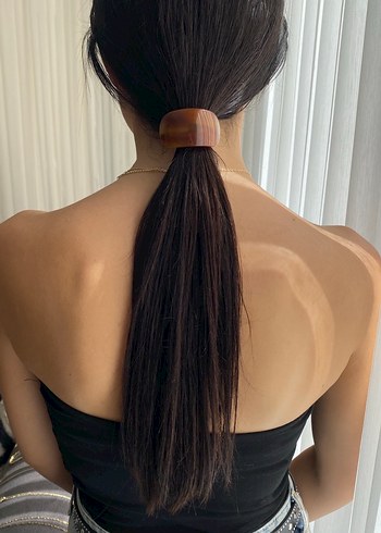 Beden Bej Parlak Silky Elastik Saç Tokası