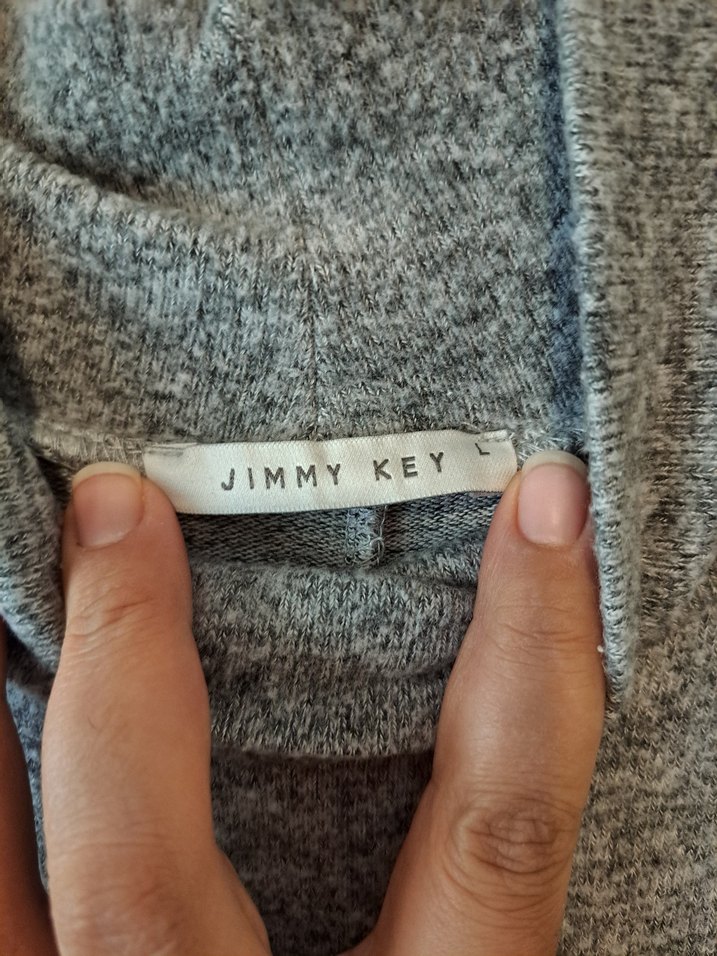 Gri Uzun Kollu Triko Elbise - Görsel 2