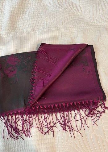 Bej Püsküllü Kadın Saten Şal - Görsel 10