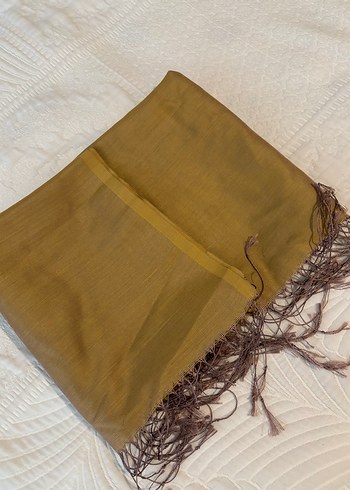 Bej Püsküllü Kadın Saten Şal - Görsel 13
