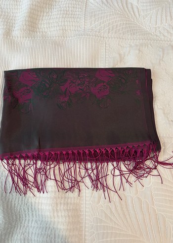 Bej Püsküllü Kadın Saten Şal - Görsel 11