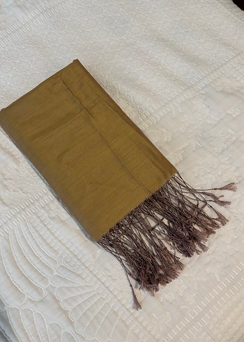 Bej Püsküllü Kadın Saten Şal - Görsel 15