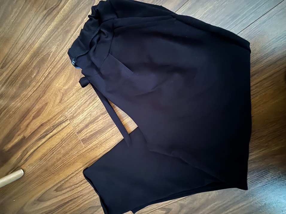 Drapeli Siyah Kadın Kumaş Pantolon - Görsel 3