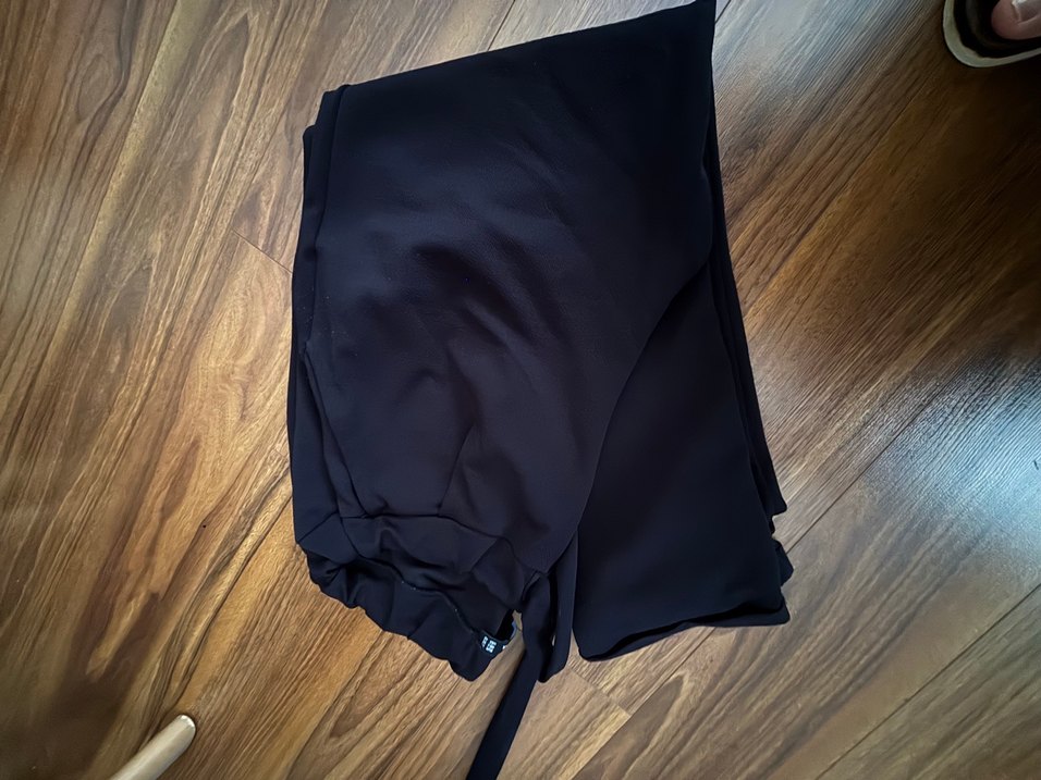 Drapeli Siyah Kadın Kumaş Pantolon - Görsel 2