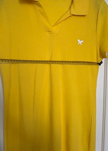 Sarı Düğmeli Pamuklu Polo Elbise - Görsel 3