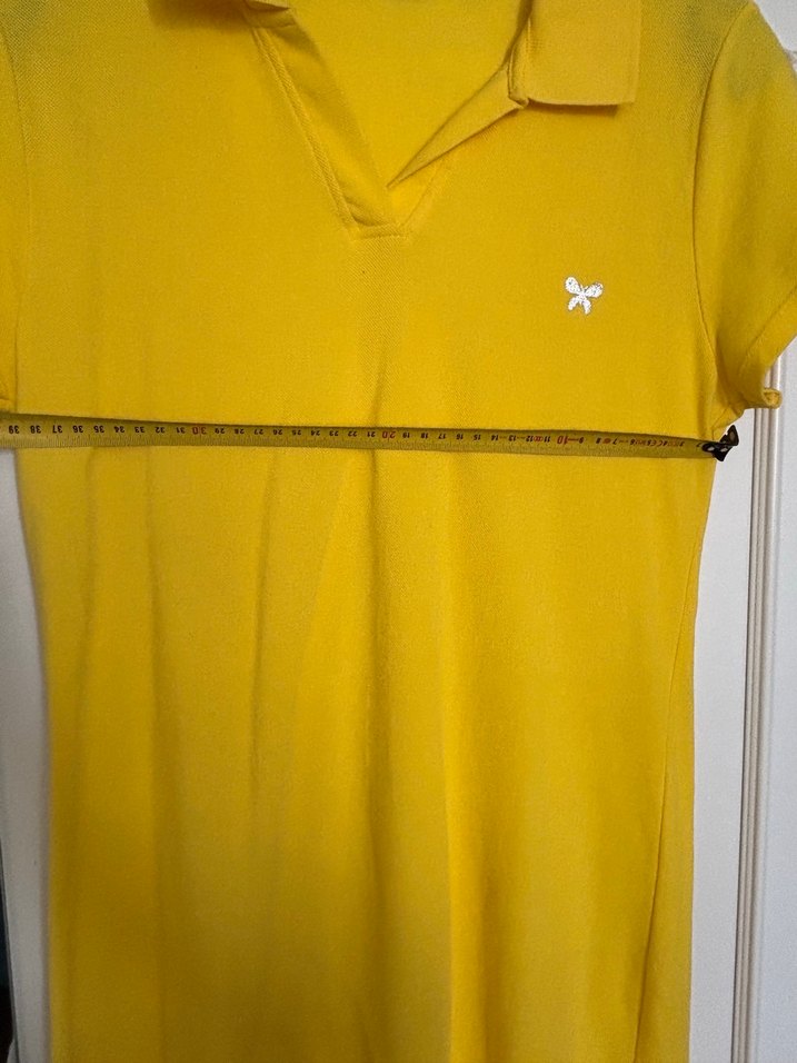 Sarı Düğmeli Pamuklu Polo Elbise - Görsel 3