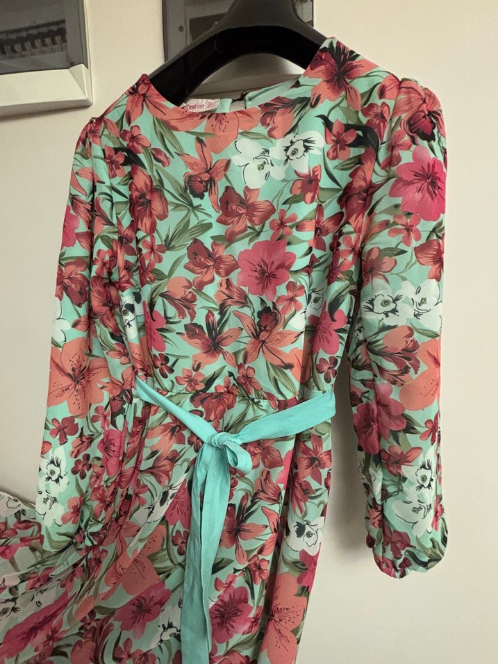 Çiçek Desenli Bohem Uzun Elbise - Görsel 3