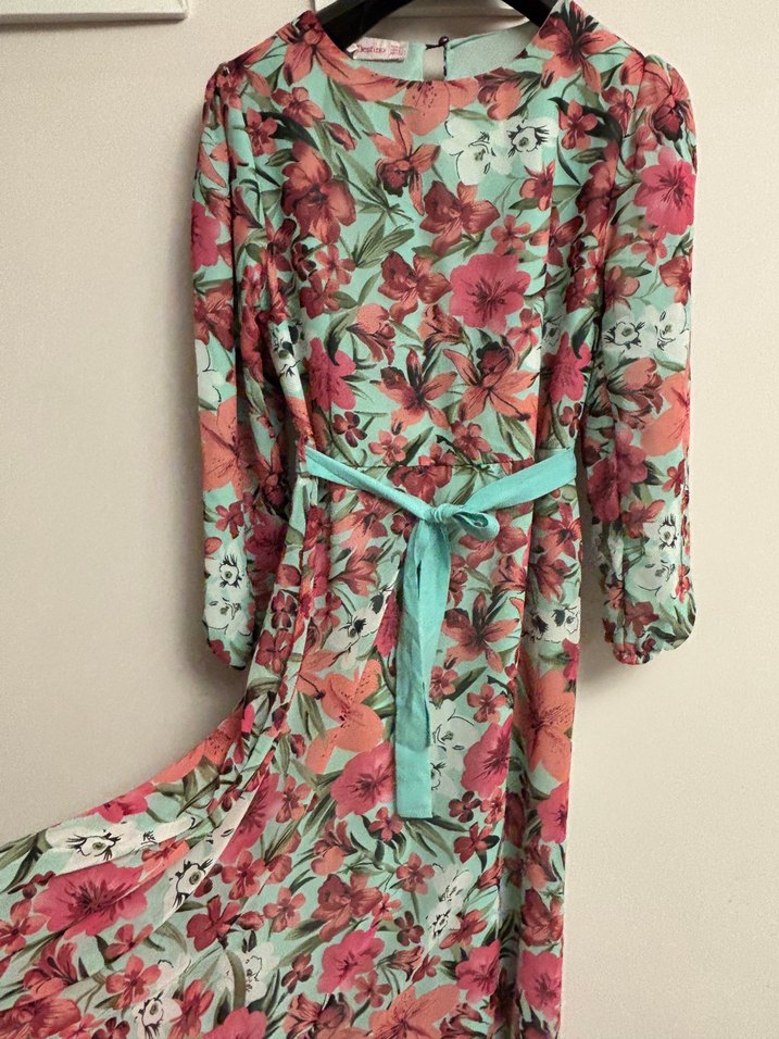 Çiçek Desenli Bohem Uzun Elbise - Görsel 2