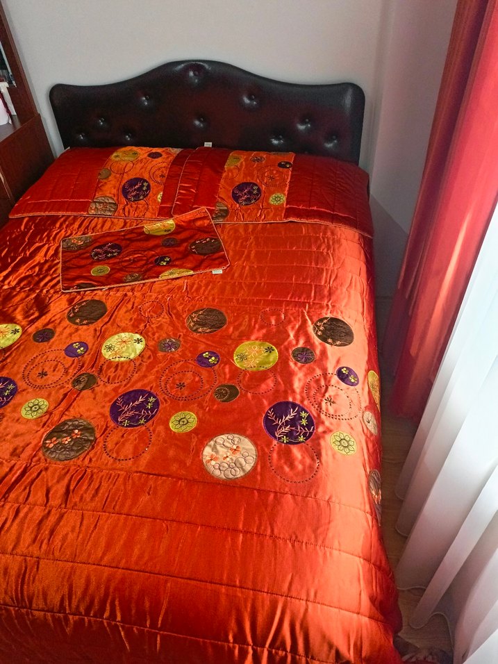 Renkli Nakışlı Nar Çiçeği Yatak Örtüsü - Görsel 2