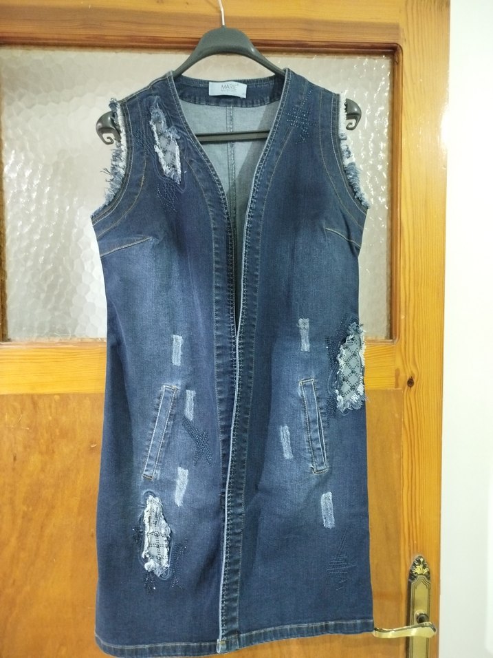 Gri Düğmeli Kadın Denim Ceket - Görsel 2