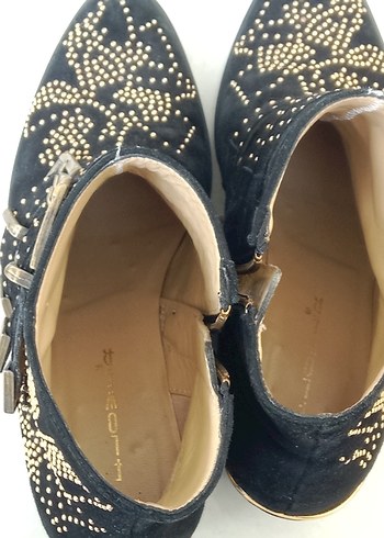 Tokalı Koyu Süet Kadın Dolgu Topuk Bot - Görsel 2