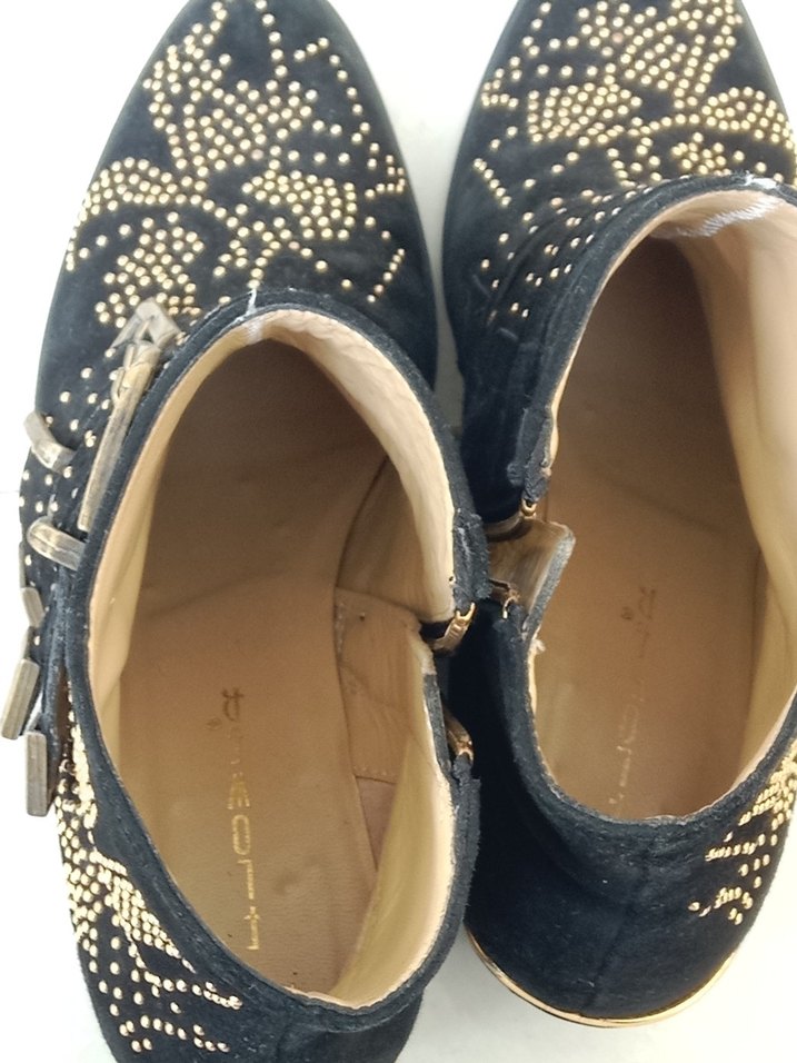 Tokalı Koyu Süet Kadın Dolgu Topuk Bot - Görsel 2