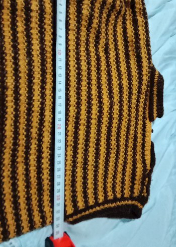 Kahverengi Örgü V Yaka  erkek  çocuk Süveter - Görsel 4