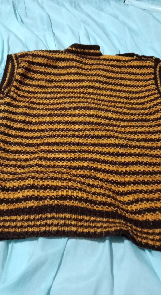 Kahverengi Örgü V Yaka  erkek  çocuk Süveter - Görsel 3