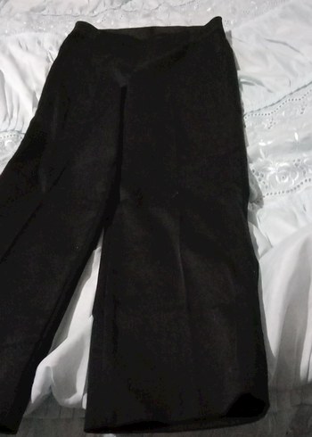 Düğmeli Siyah Kadın Kumaş Beli Lastikli Pantlon - Görsel 5