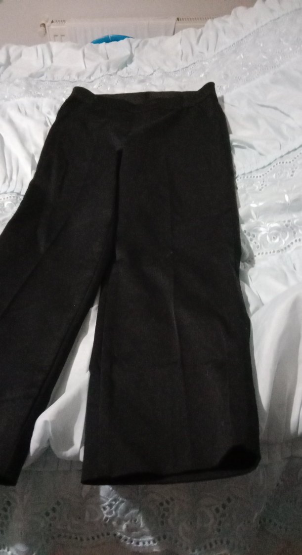 Düğmeli Siyah Kadın Kumaş Beli Lastikli Pantlon - Görsel 5