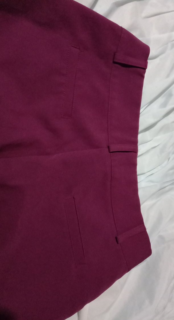 Bordo Düğmeli Kadın Kumaş Pantolon - Görsel 4