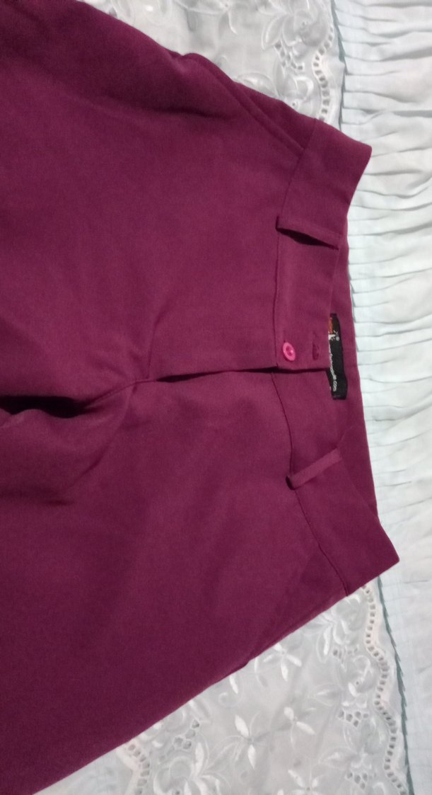 Bordo Düğmeli Kadın Kumaş Pantolon - Görsel 2