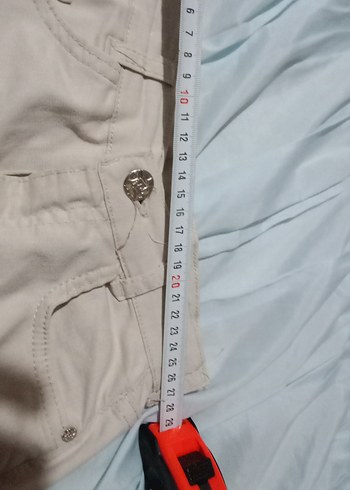 Bej Keten Midi Etek - Görsel 7