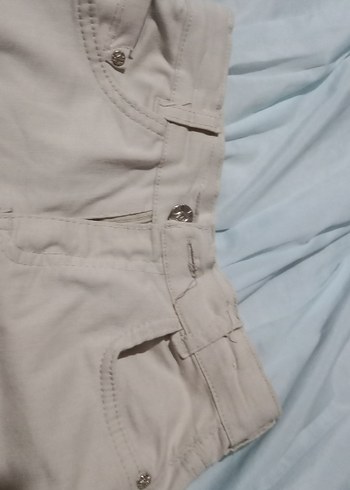 Bej Keten Midi Etek - Görsel 2