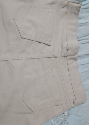 Bej Keten Midi Etek - Görsel 4