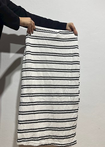 Gri Çizgili Piliseli Uzun Etek - Görsel 2