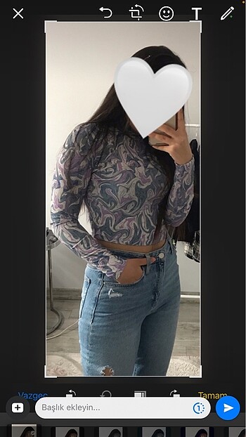 s Beden Desenli Crop Bluz