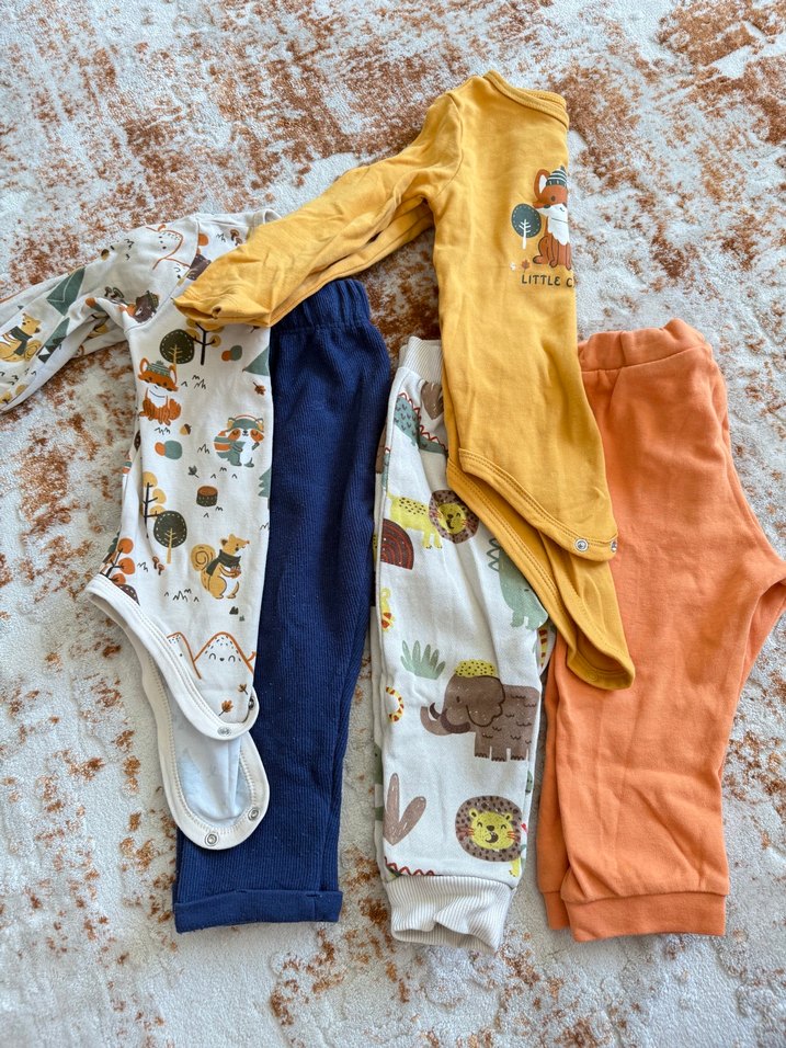 Uzun Kollu Pamuklu Erkek Bebek Body ve eşofman - Görsel 4