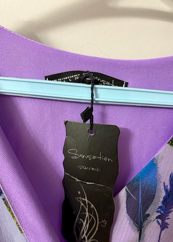 V Yaka Uzun Renkli Elbise - Görsel 3