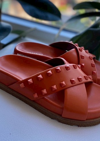 Vicino turuncu deri terlik - Görsel 2