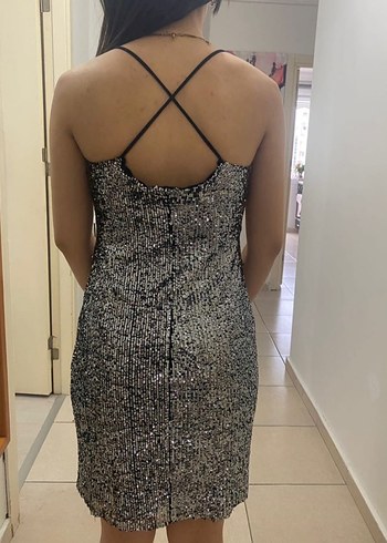 Gri Parlak  Abiye Elbise - Görsel 3