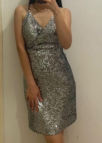 Gri Parlak  Abiye Elbise - Görsel 2