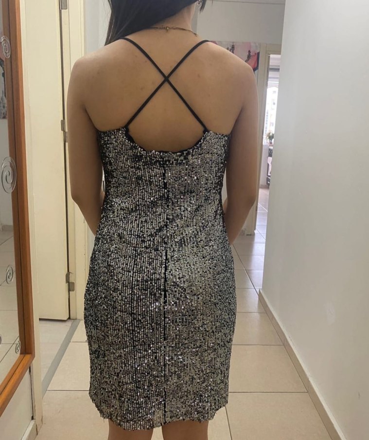 Gri Parlak  Abiye Elbise - Görsel 3