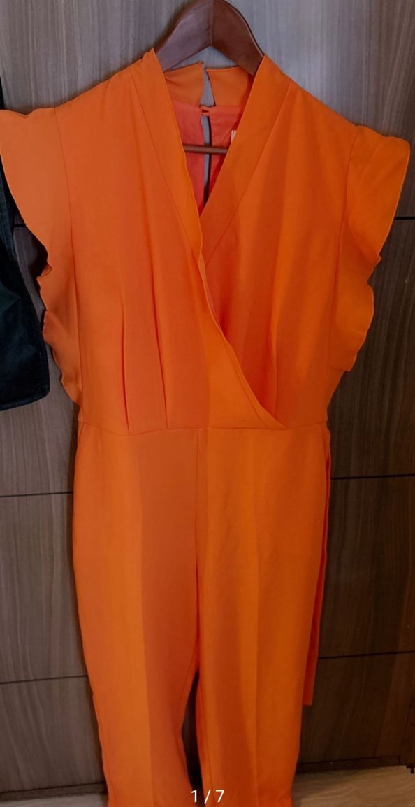 Turuncu Uzun Kollu Salaş Tulum - Görsel 3