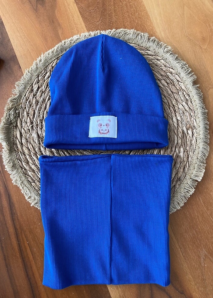 Lacivert bere atkı takımı - Görsel 2