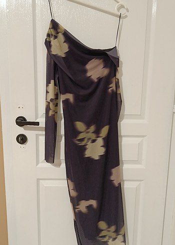 Straplez Drapeli Kadın Uzun Elbise - Görsel 3