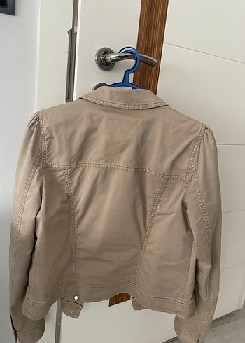 Bej Deri Düğmeli Kadın Ceket - Görsel 3