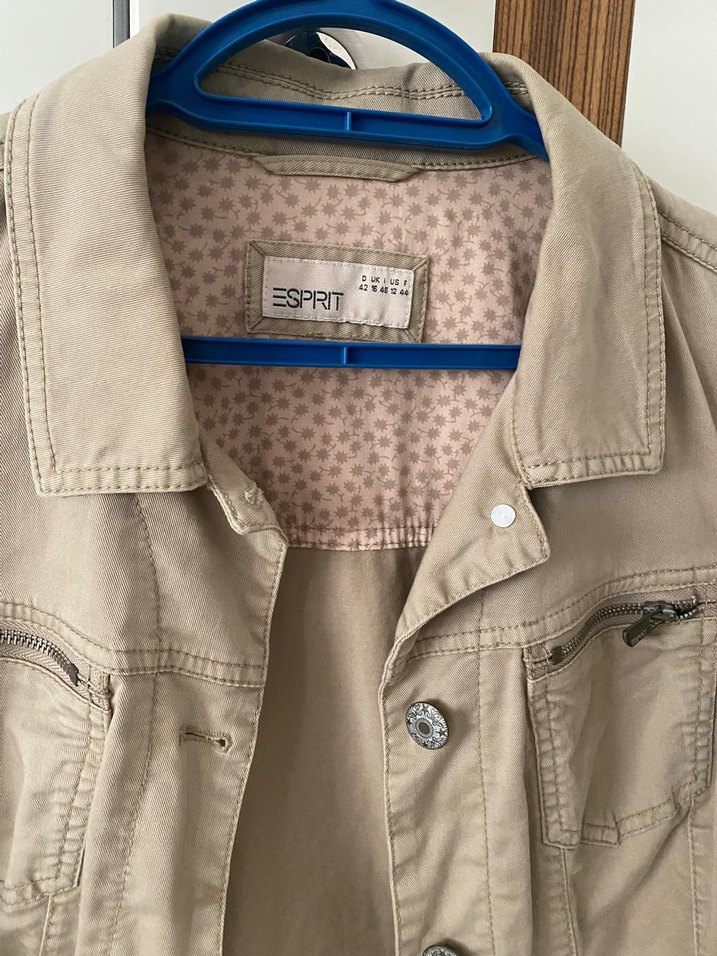 Bej Deri Düğmeli Kadın Ceket - Görsel 2