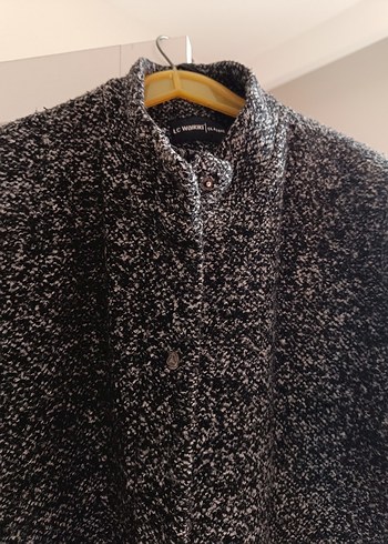 Fermuarlı Cepli Siyah-Gri Kaban - Görsel 5