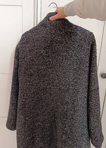 Fermuarlı Cepli Siyah-Gri Kaban - Görsel 6