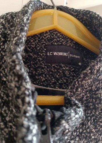 Fermuarlı Cepli Siyah-Gri Kaban - Görsel 4