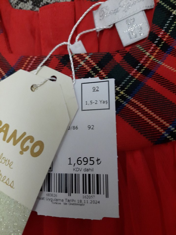 Kırmızı Fırfırlı Kız Çocuk Elbisesi - Görsel 3