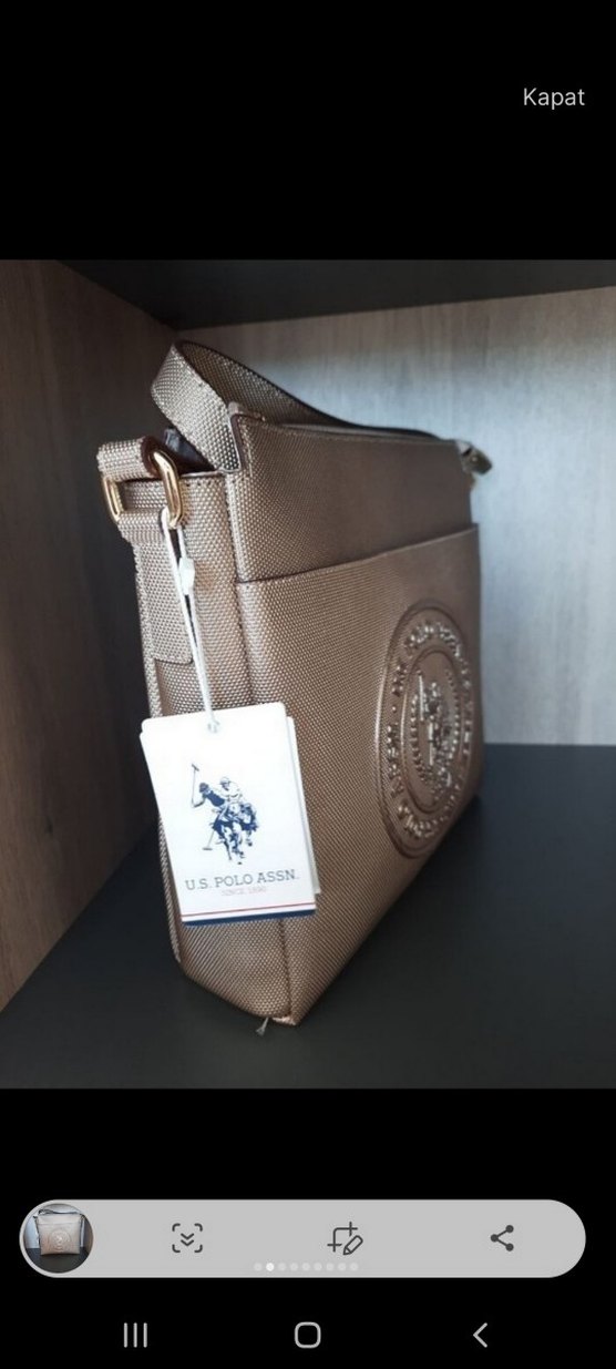 U.S. Polo Assn. Bej Kadın Deri Çapraz Çanta - Görsel 5