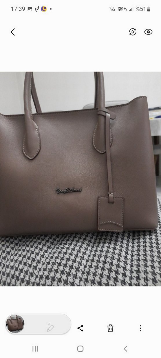 Bej Deri Kadın İş Çantası - Görsel 2