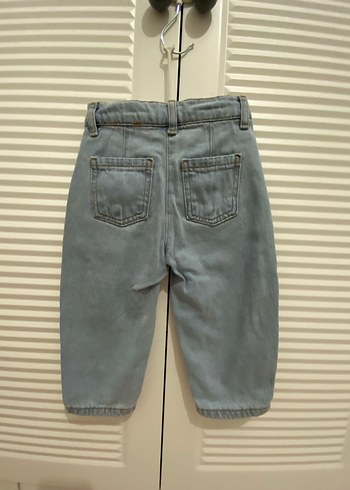 Nakışlı Düğmeli Mavi Kız Kot Pantolon - Görsel 6