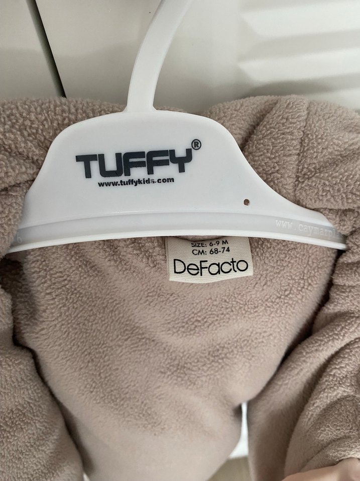 Kapüşonlu Bej Peluş Kız Mont - Görsel 4